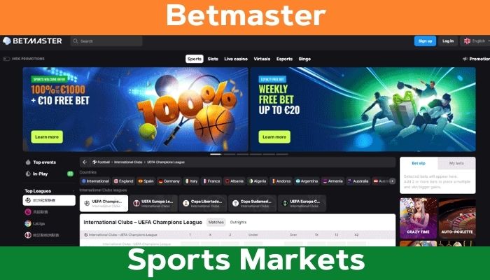 Betmaster Diverse Sports Markets overview